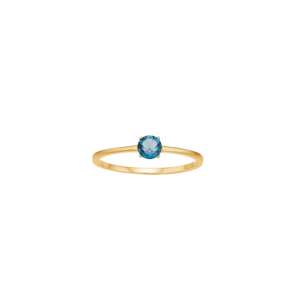 Ring i 14 kt. guld med 4 mm London blå topas