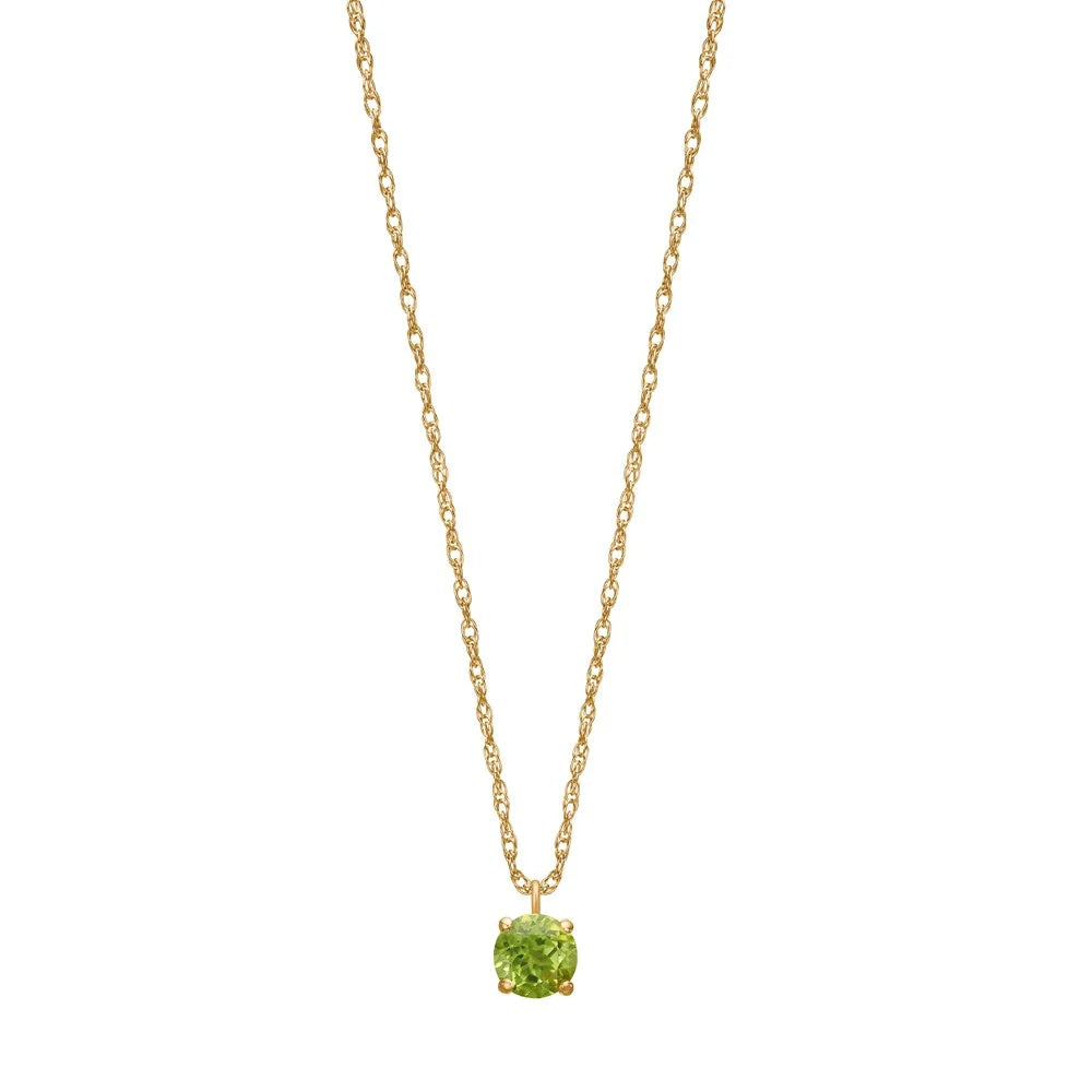 Halskæde i 14 kt. guld med 4 mm peridot