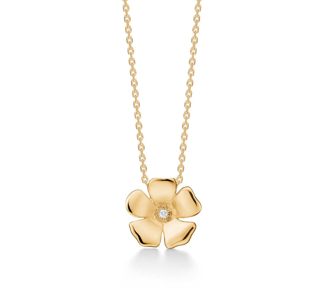 Fleur vedhæng 14 kt. guld m. brillanter