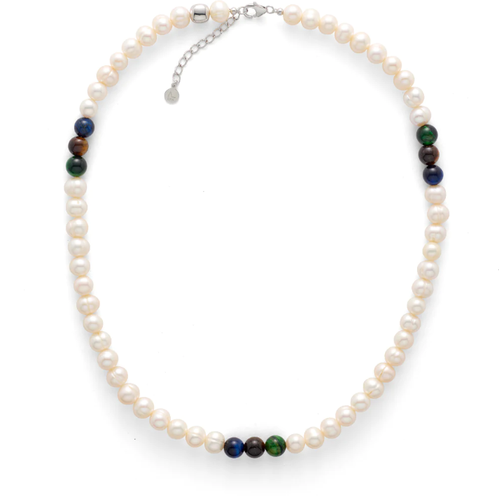 Pearl & Mixed Tiger Eye Necklace