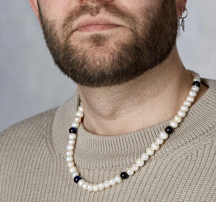 Pearl & Blue Tiger Eye Necklace