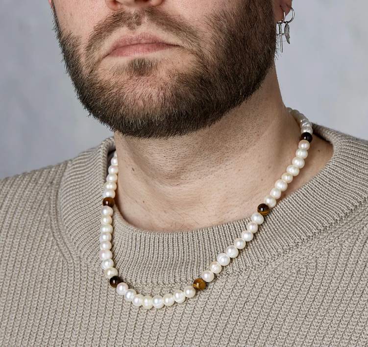 Pearl & Tiger Eye Necklace