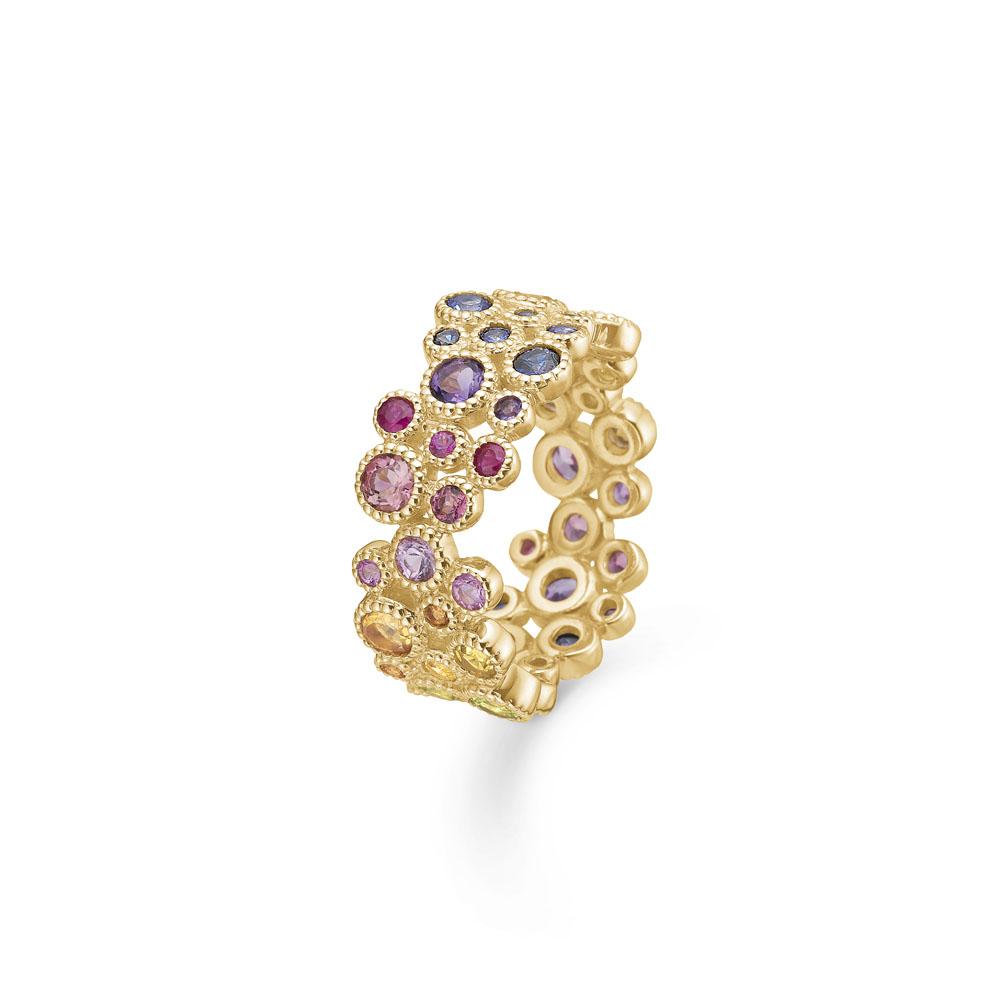14 kt. ring "Luxury Rainbow" m. div. ægte sten - Sct. Mathias Ure & Guld