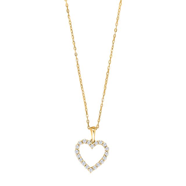 14kt. guldhalskæde m. hjerte 0.46ct