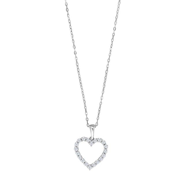 14kt. hvidguldshalskæde m. hjerte 0.46ct