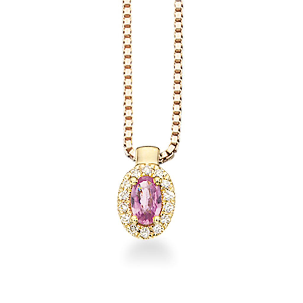 14 kt. Vedhæng med pink safir