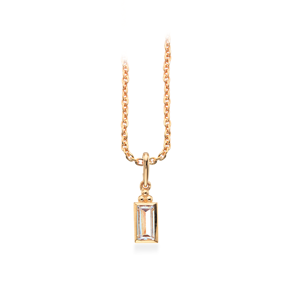 HALSKÆDE M: BAGUETTE CUBIC ZIR. 8 KT.