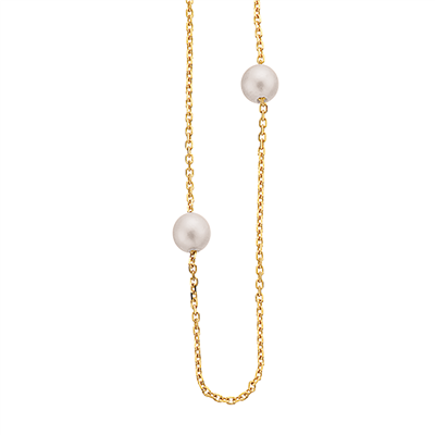 8 kt. guld collier m. perler