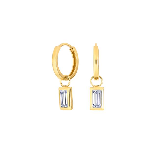 8 kt. guld creoler m. baguette zirkonia