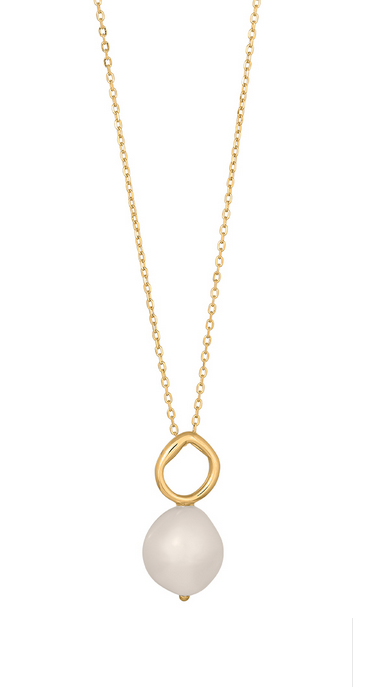 Forgyldt sølv vedhæng, med baroque ferskvandsperle, kæde 45+5cm - Sct. Mathias Ure & Guld