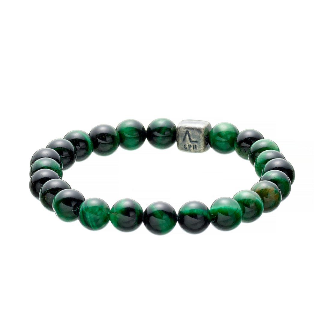 Colorup Tiger Eye Green 8mm - Sct. Mathias Ure & Guld