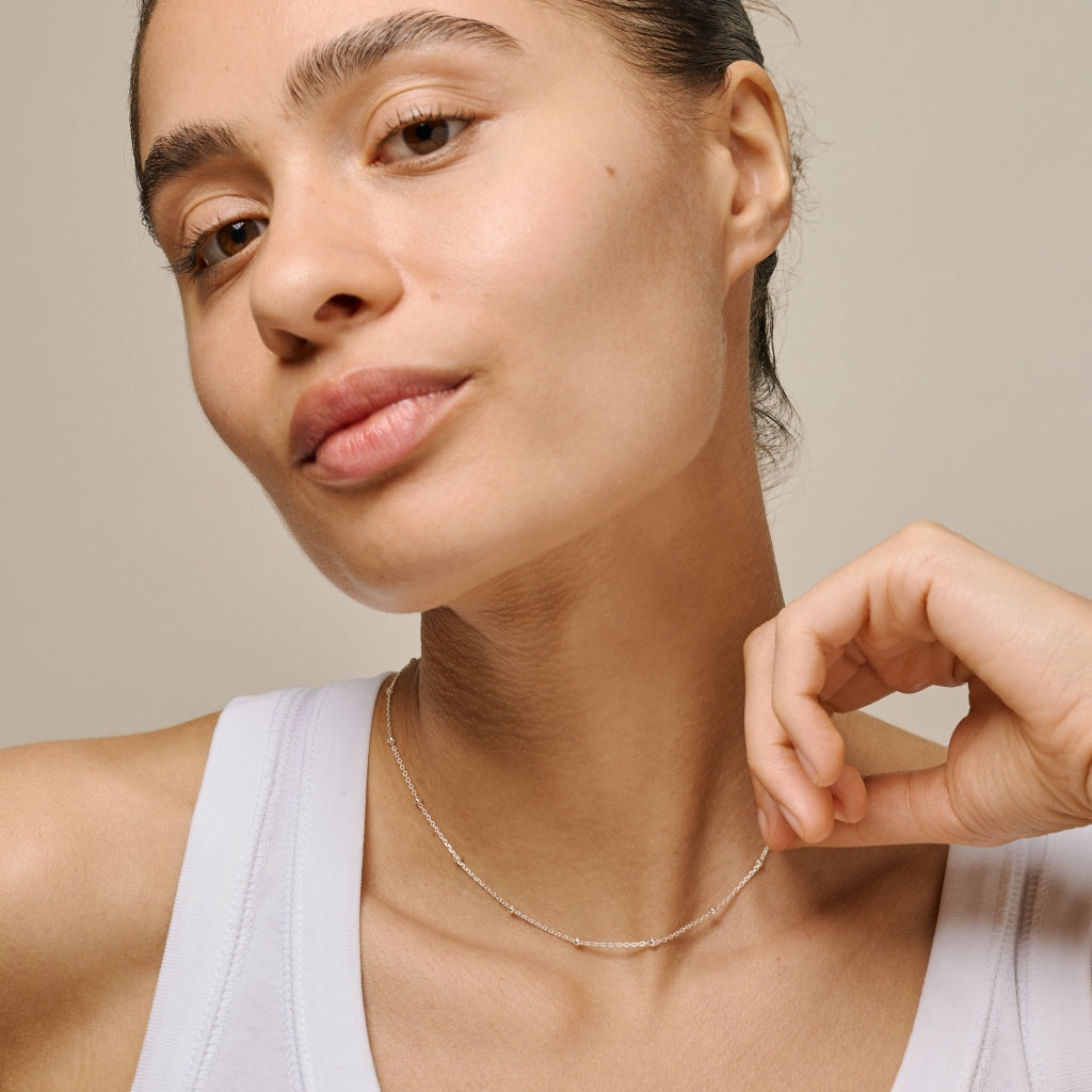 Enamel Beaded Chain Halskæde Sølv