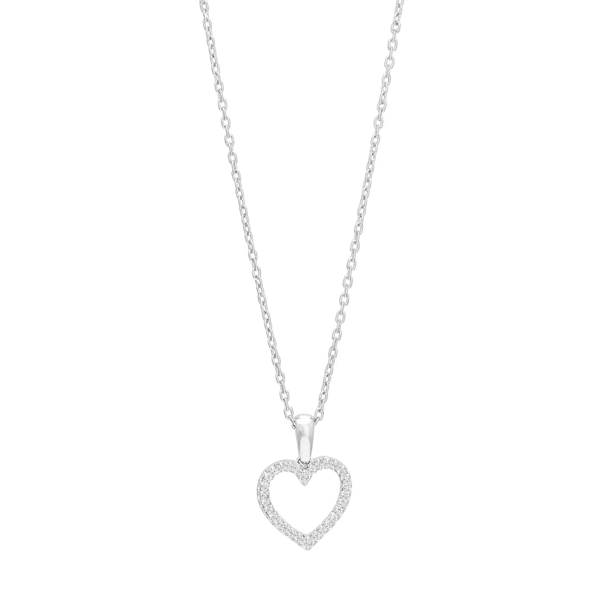 HEART hvidguldshjerte med 0,09 ct. diamant inkl. sølvkæde