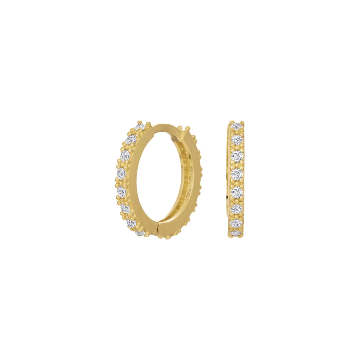 Creoler i 8 kt. guld med zirkonia, 13 mm