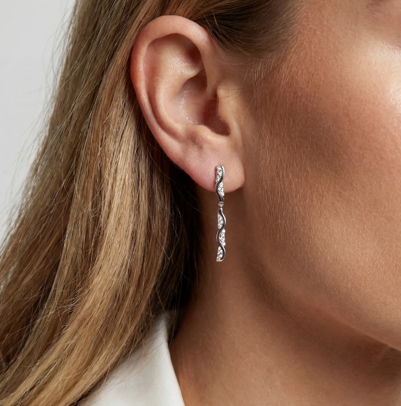 Øreringe Ellera Waves Altro Lungo Grande Sølv