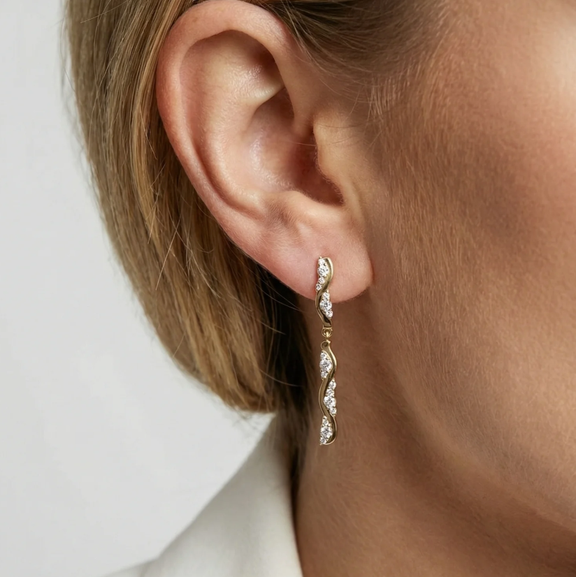 Øreringe Ellera Waves Altro Lungo Grande forgyldt