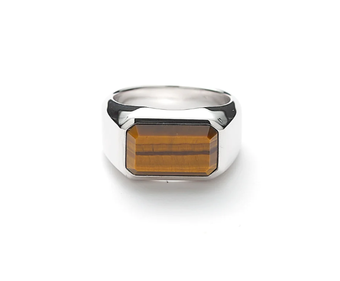 Hope Signet Ring Rectangle Tiger Eye
