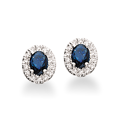 14  kt. ørestikker med safir og diamant